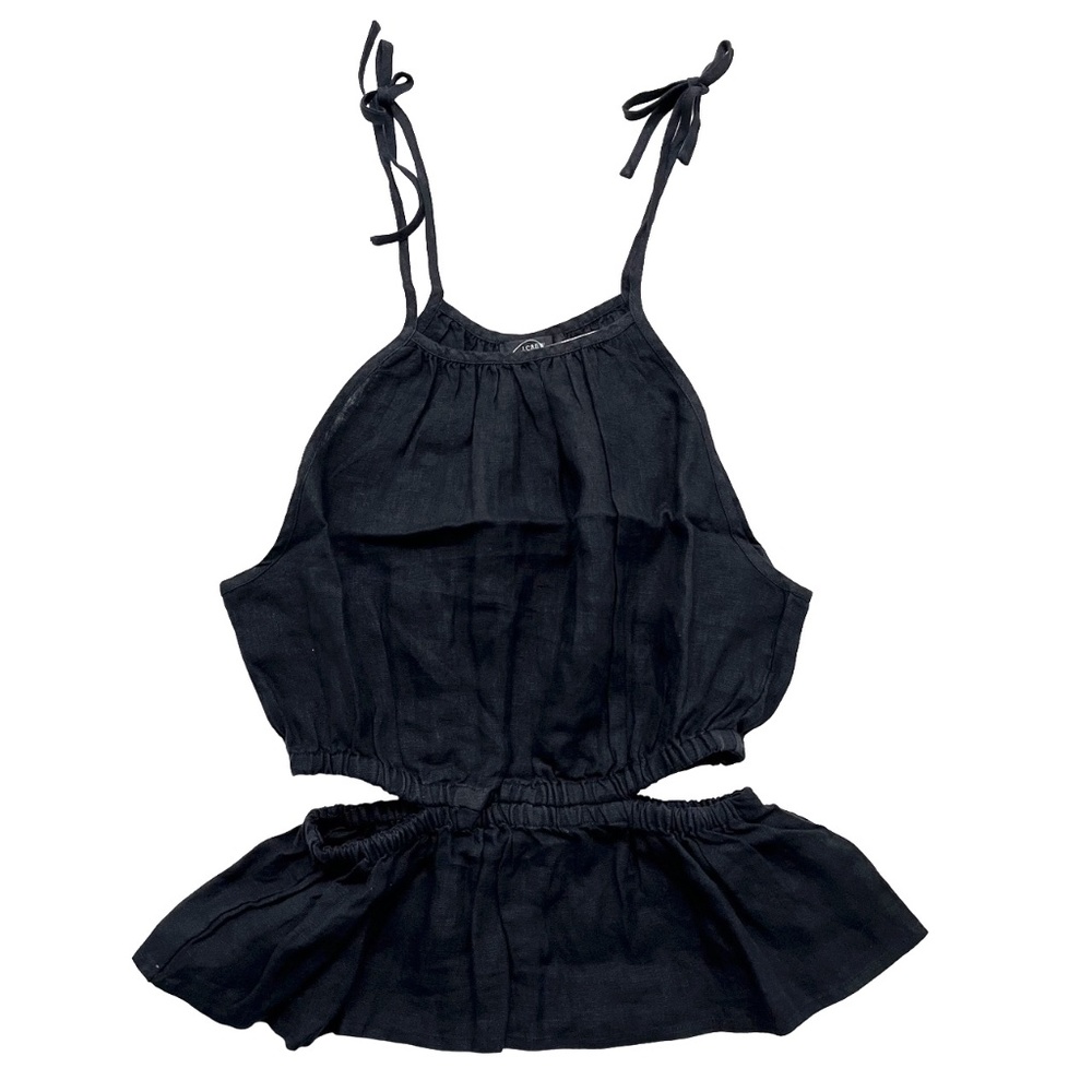 J. Crew Cutout Linen Tank Top Black Small